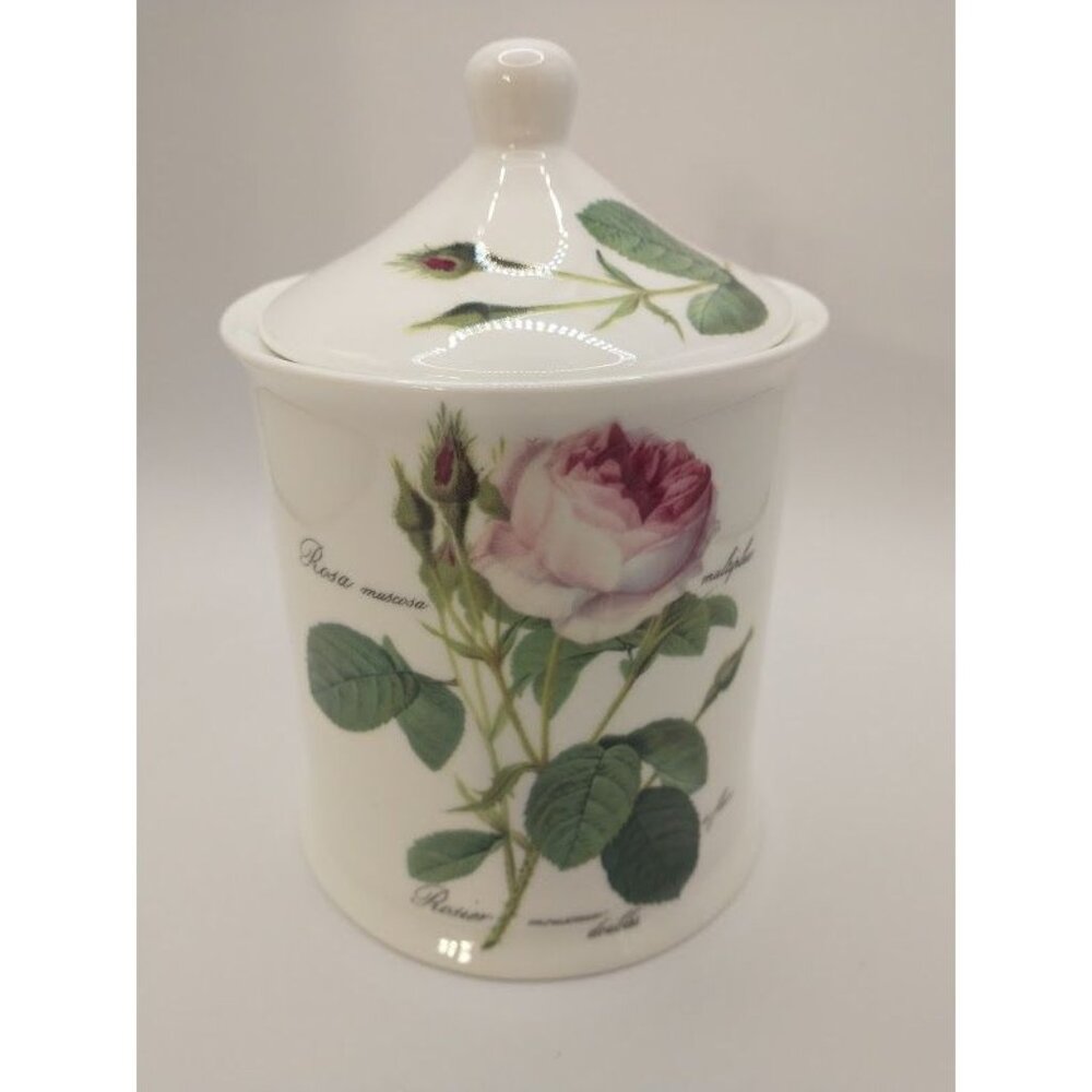 2006 Roy Kirkman Redoute Rose Cotton Storage Jar with Lid 6" Tall